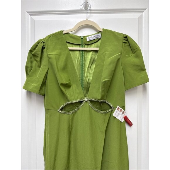 New Mac Duggal Size 10 Green 2630 Embellished Cut Out Gown Dress Prom Cocktail - Picture 5 of 11